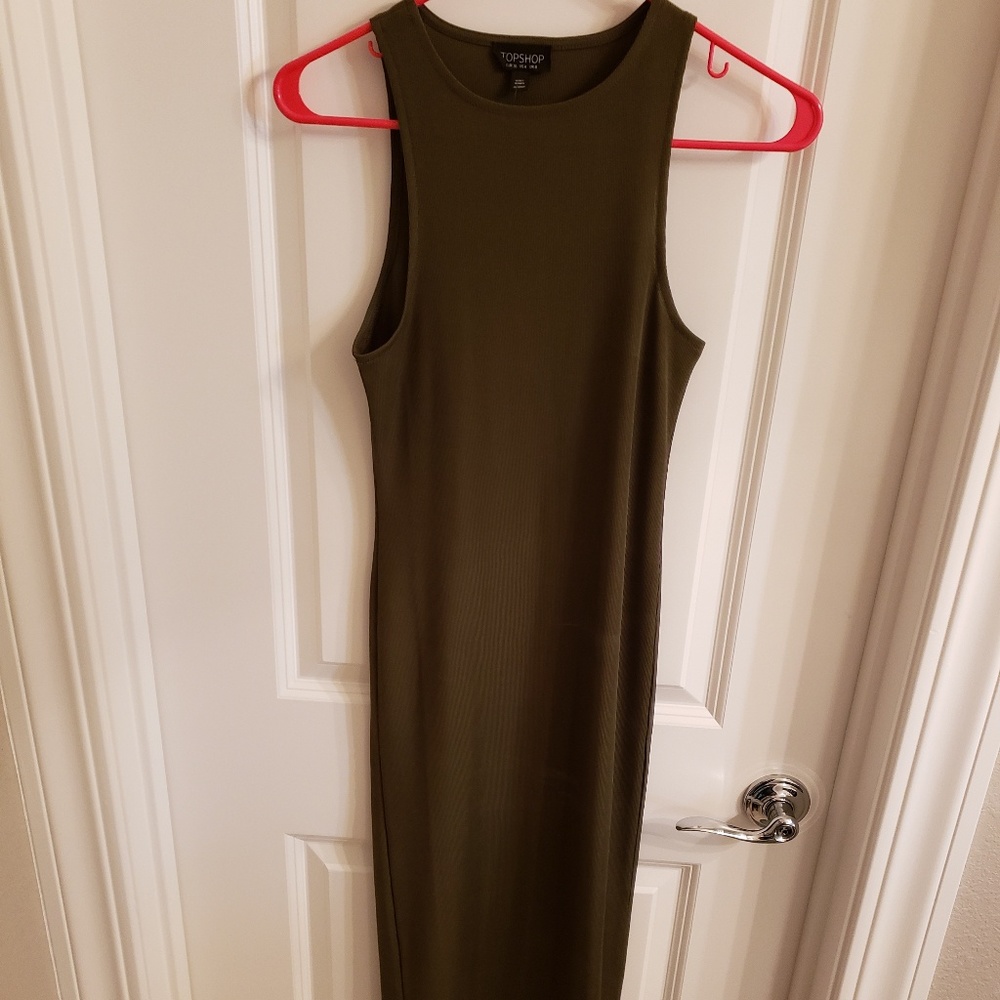 Womens Topshop Dress US 4 Olive Drab Green